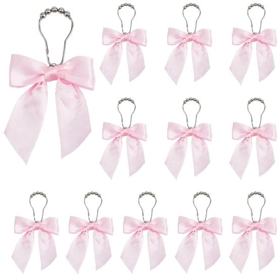 Tende da doccia con 24 ganci - Anelli di chiusura rosa - Ganci decorativi - Accessori per la doccia - Decorazione per la camera dei bambini - Disegno accattivante - Ganci per tende da doccia