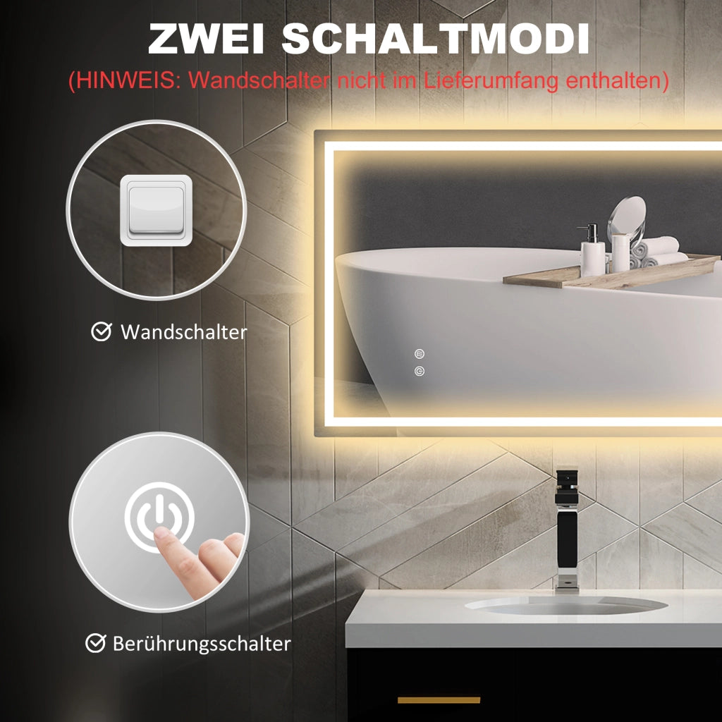 Specchio da Bagno LED ¨C zephmum ¨C Bianco 60x30x5