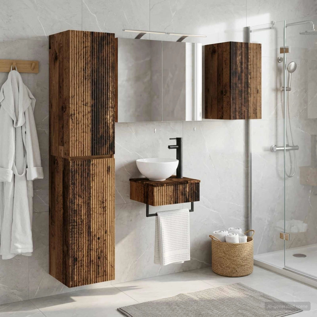Set di mobili per il bagno 5 pz Legno antico 3407245