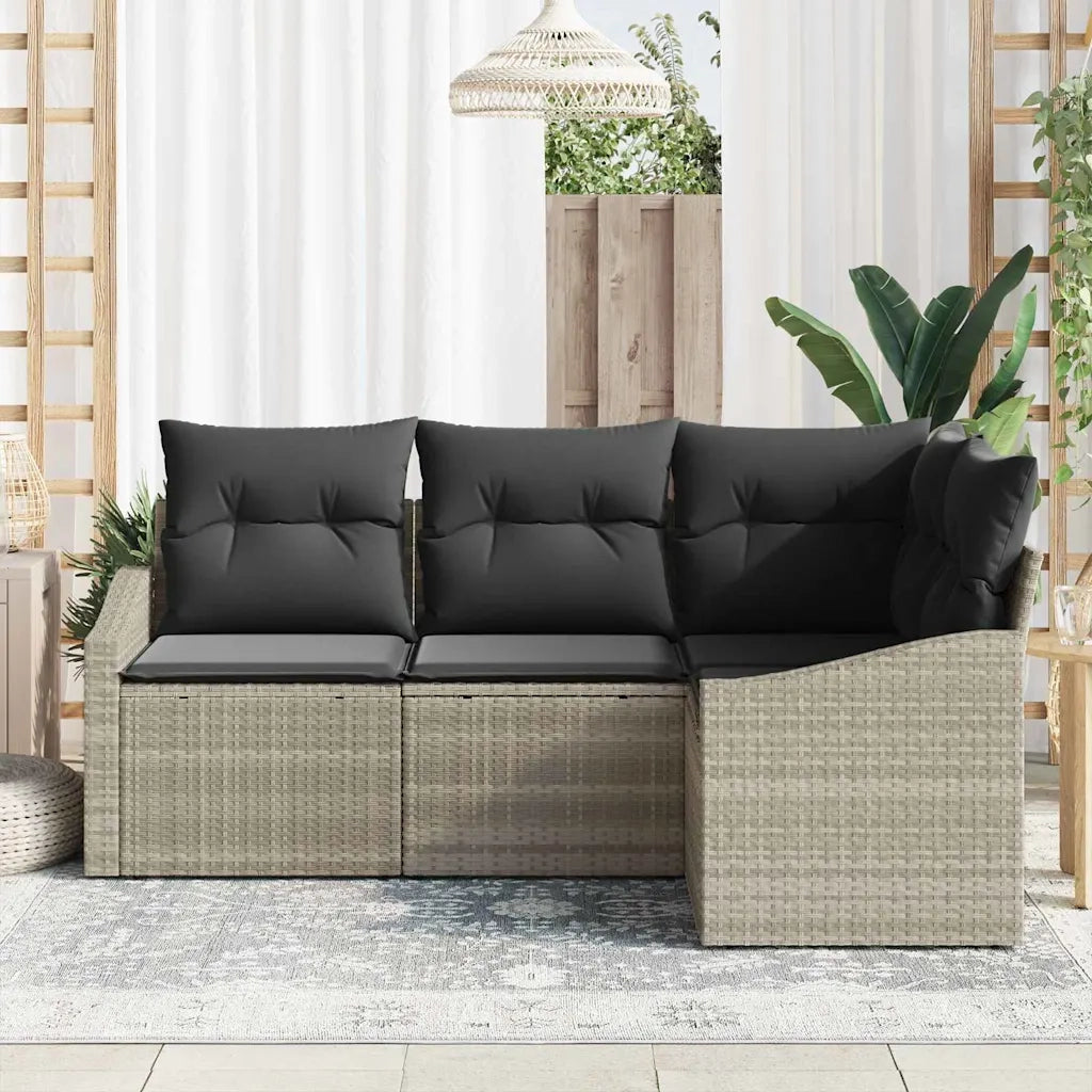 Set di divani con cuscino 4 pcs Grigio chiaro polyrattan 3346702