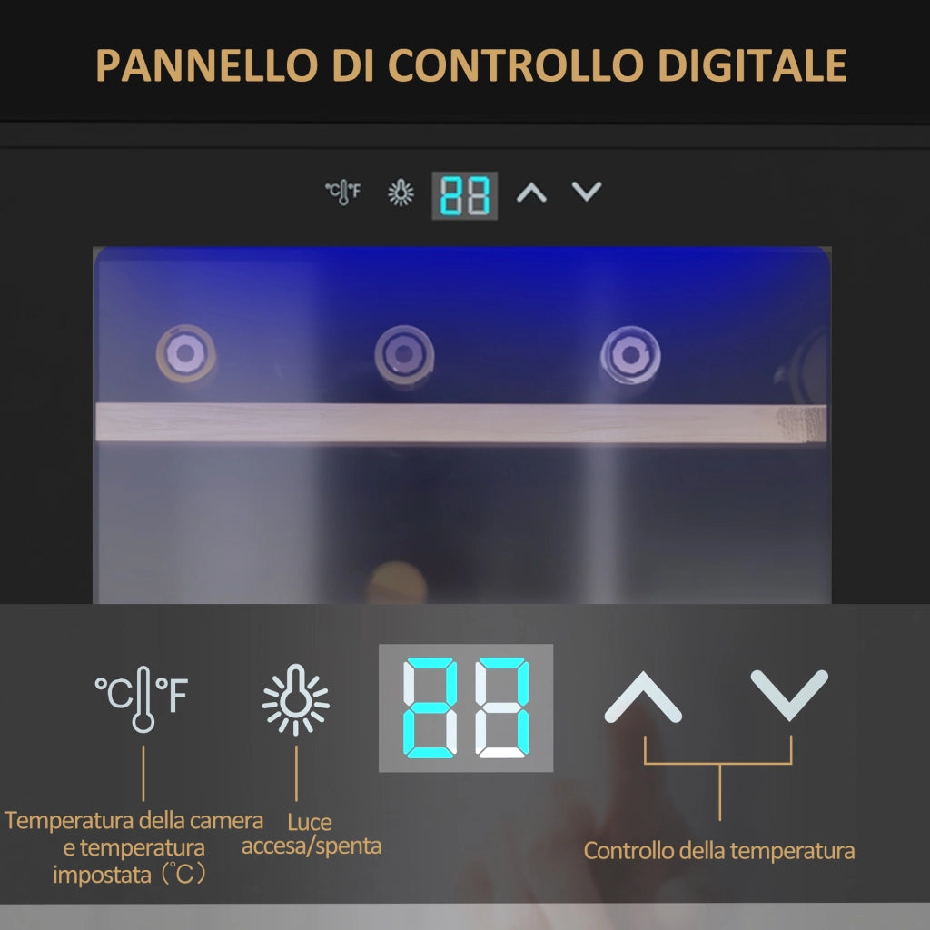 Cantinetta Vino Frigo per 24 Bottiglie, Capacit¨¤ 65L, Controllo Temperatura e Ripiani Estraibili, Nero