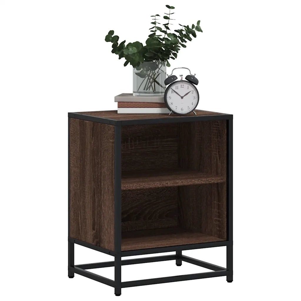 Comodini Rovere Marrone 2 pz Legno Multistrato Metallo 848708