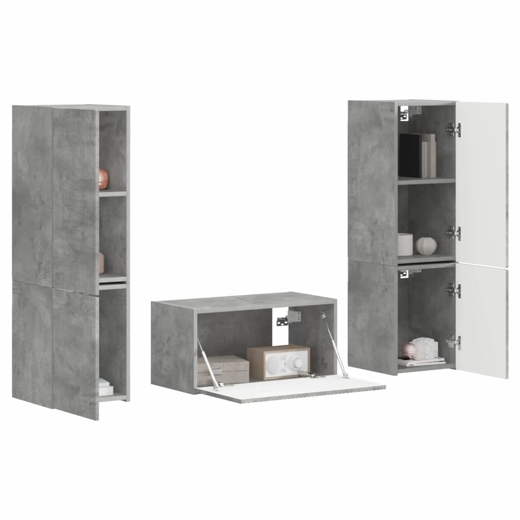Set mobile TV 5 pcs Grigio cemento Legno multistrato 3409099