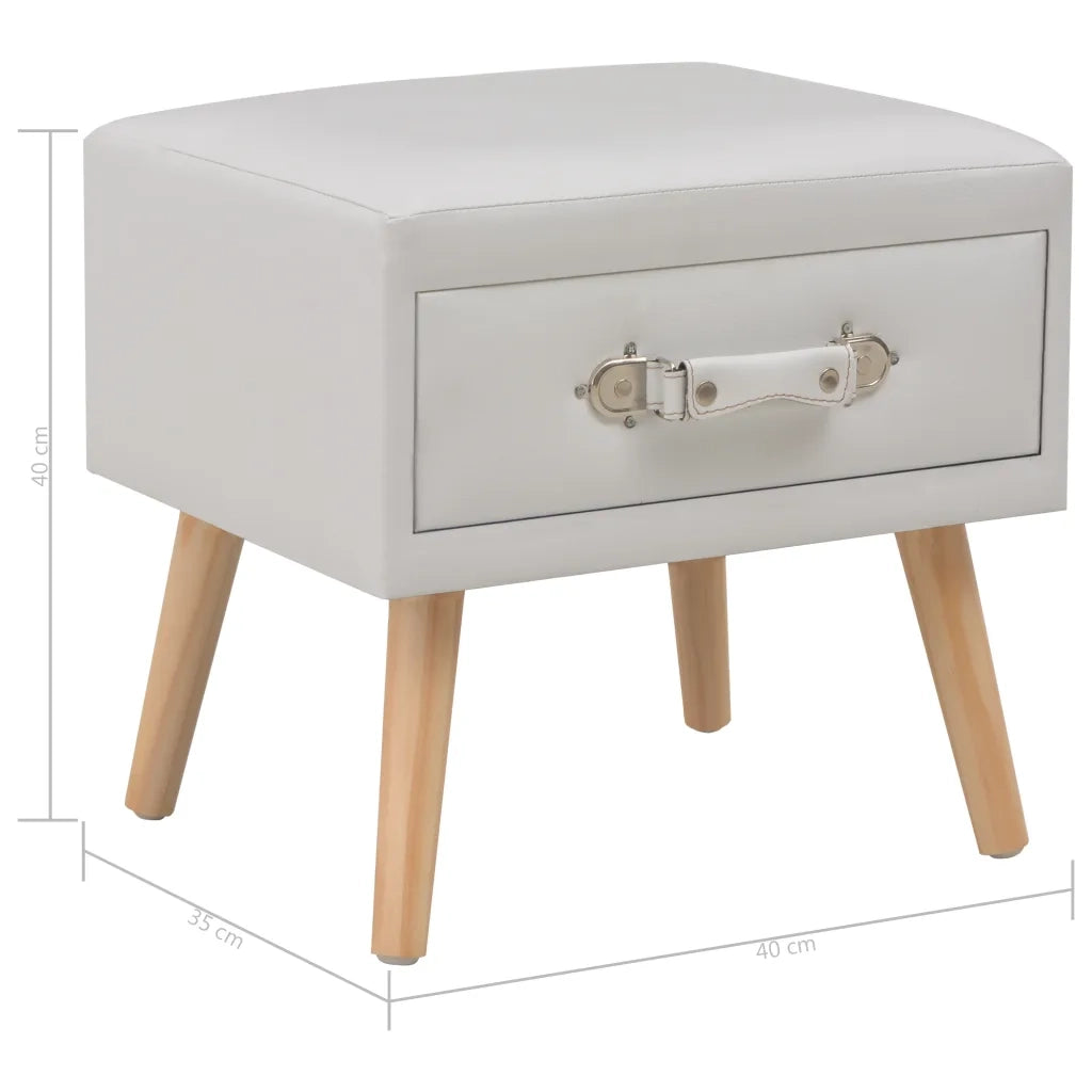 Comodino-Tavolino da notte Bianco 40x35x40 cm in Similpelle