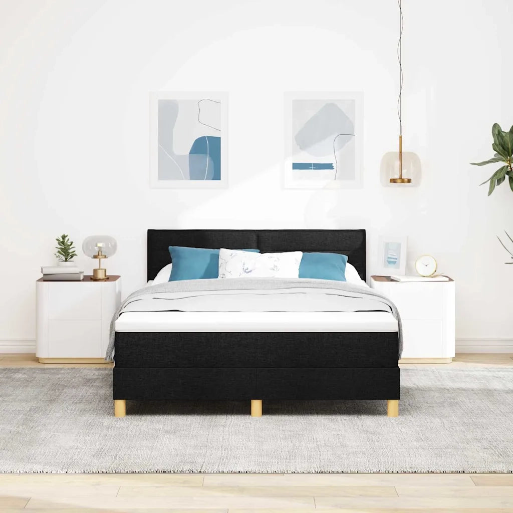 Letto a Sorgente LED con strisce LED Nero 140 x 200 cm Tessuto 3342368