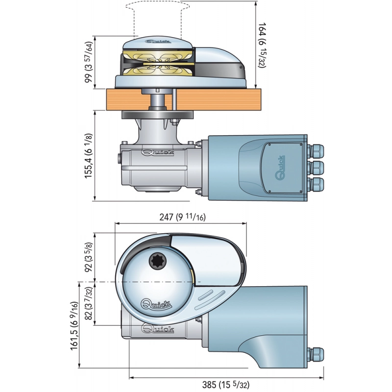 DP3 C/CAMPANA 1500W 12V B.8 DP3 WINDLASS WITH DRUM 1500W 24V GYPSY 8