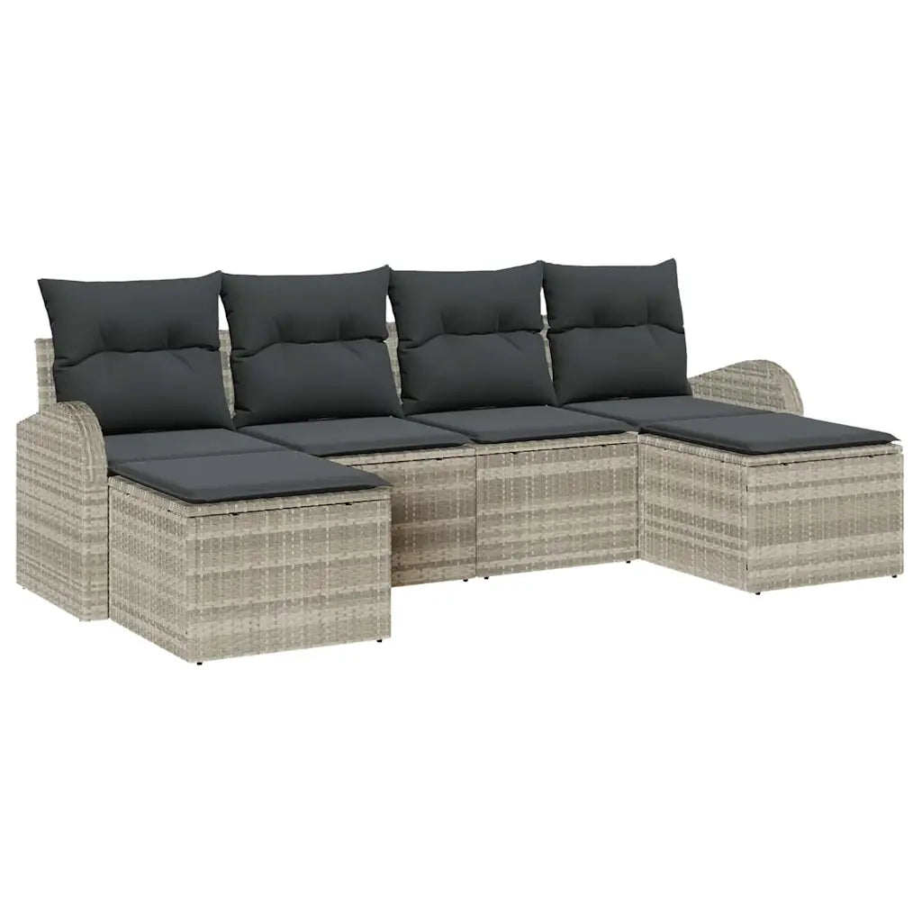 Set Divano da Giardino con cuscino 6 pcs Grigio chiaro