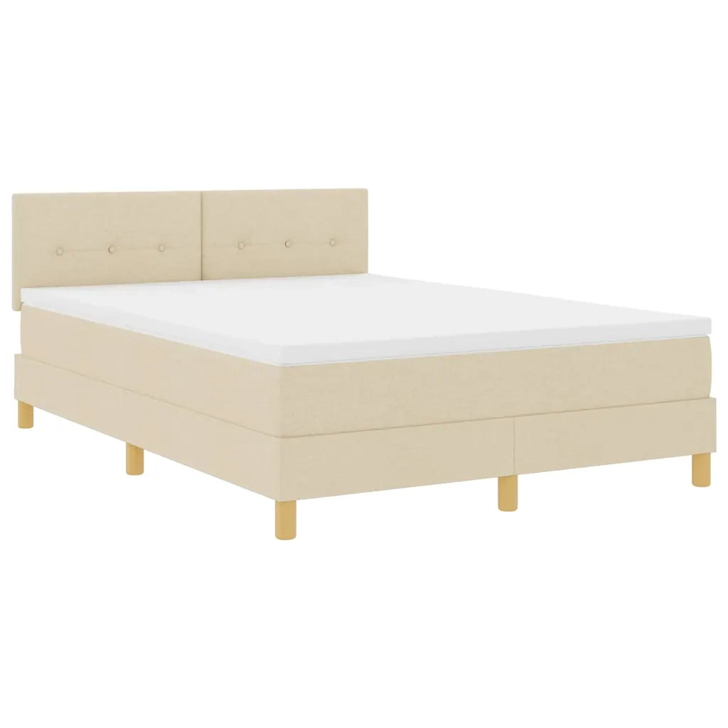 Letto a Sorgente LED con materasso Crema 140 x 200 cm Tessuto