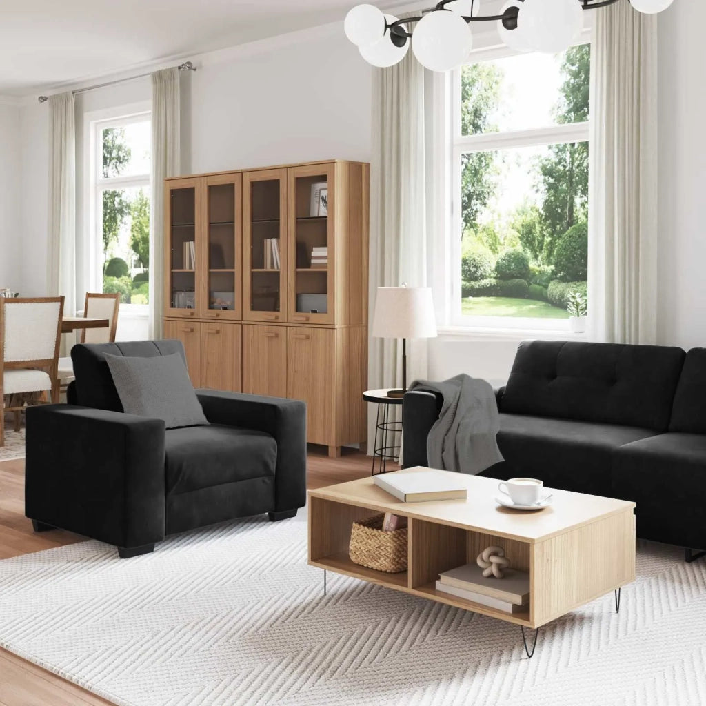 Set di divani 3 pcs Nero 221 x 80 x 80 cm Velluto 3324644