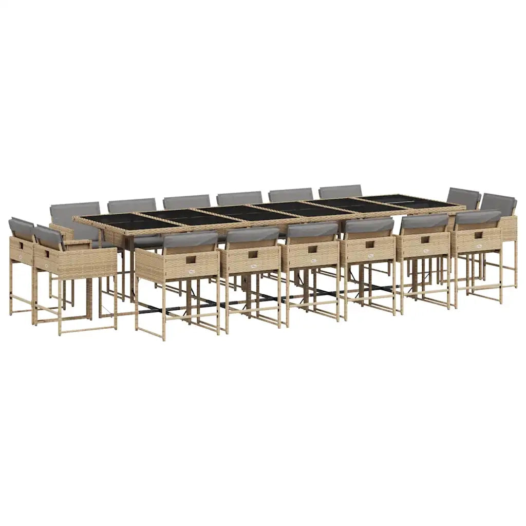 Set Pranzo da Giardino 17 pz con Cuscini Beige Misto Polyrattan 3278195