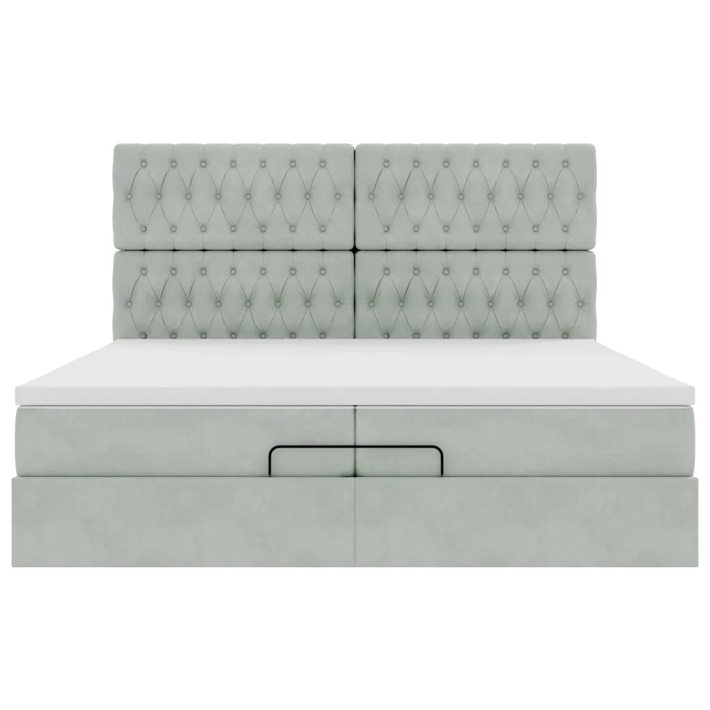 Struttura Letto Pouf con Materassi 200x200 cm Velluto 3314414