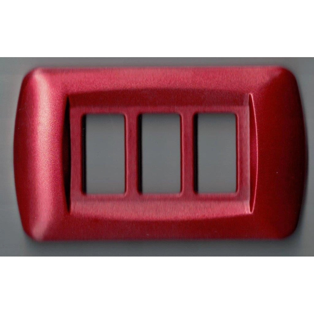 Trade Shop - Placchette Placche In Abs Serie Magic Bticino Compatibili Placca Copriprese Fori - Rosso Metallizzato -2 Fori     -