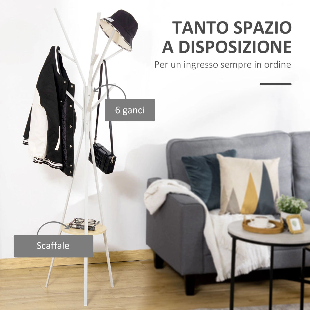 Appendiabiti da Terra Moderno per Ingresso ¨C Minimal ¨C Bianco 45x45x180 cm