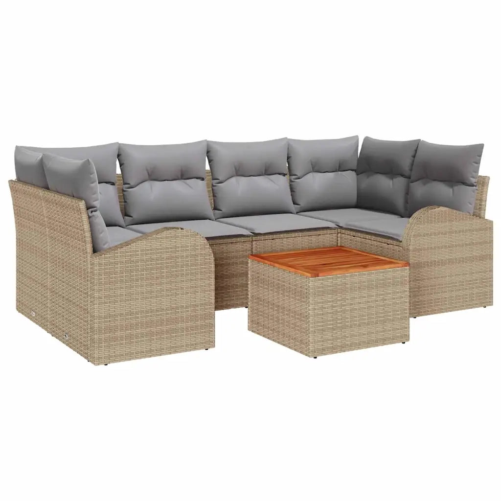 Set Divano da Giardino con cuscino 7 pcs Beige polyrattan 3347532