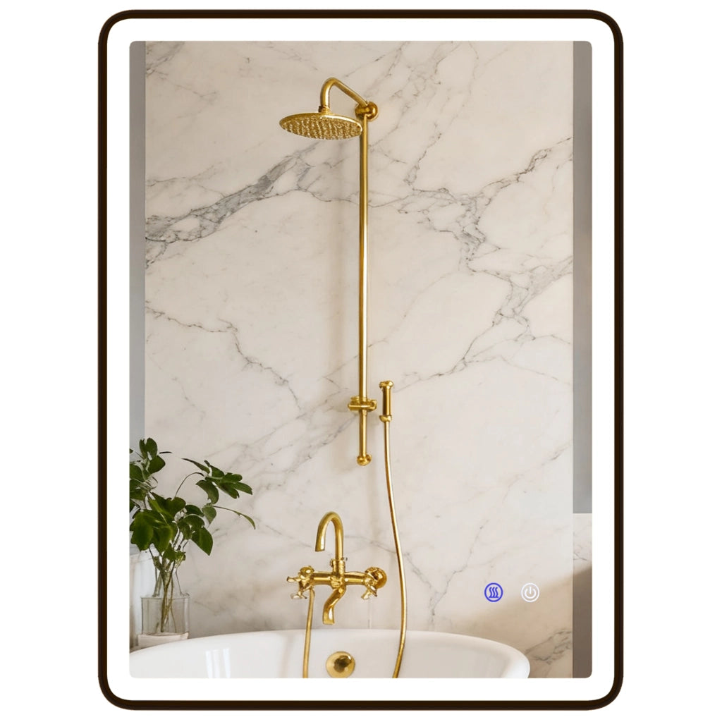 Specchio Bagno LED Anti-Appannamento Dimmabile ¨C Minimal ¨C 80x60 cm Nero