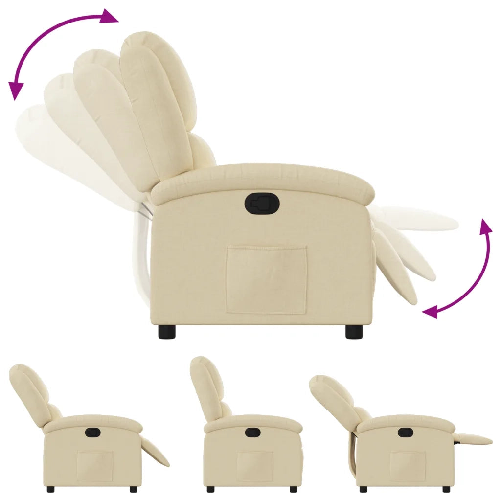 Poltrona | Sedia Relax Reclinabile in Tessuto Crema