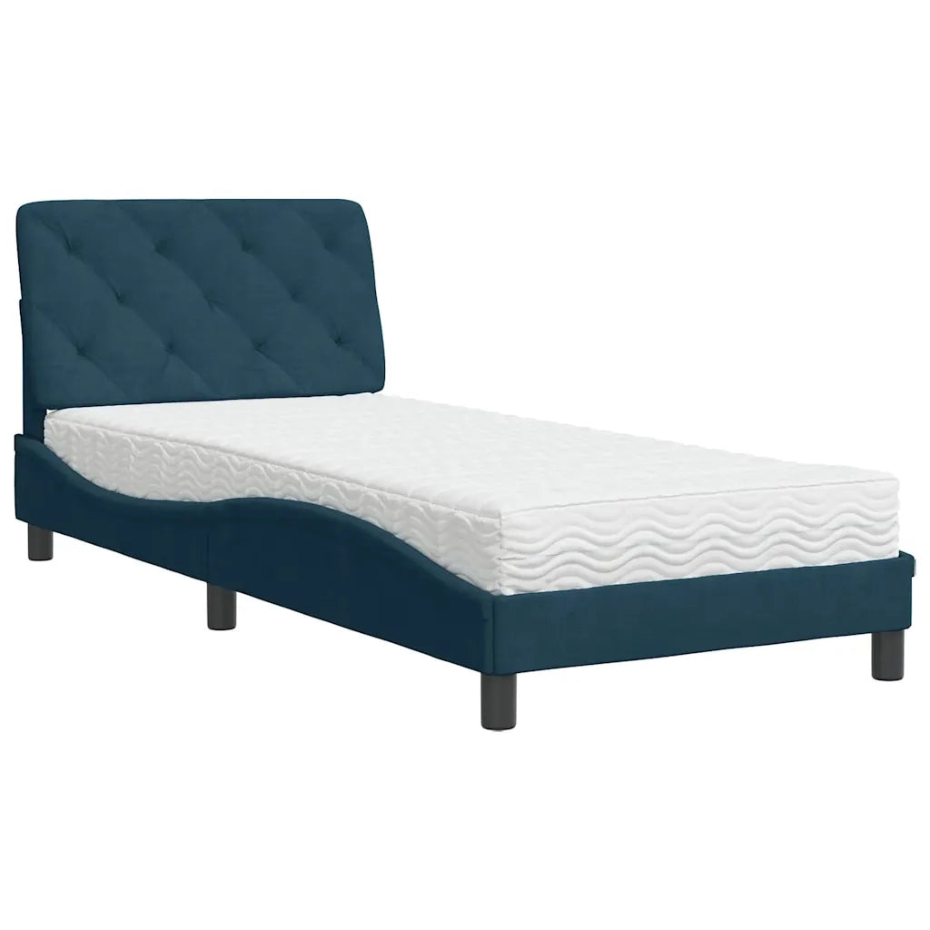 Letto con Materasso Blu 90x200 cm in Velluto