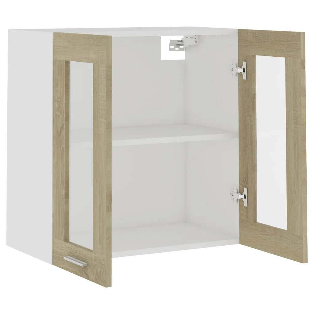 Armadio pensile | Mobile Pensile con Vetro ¡°Lyon¡± Rovere Sonoma 60x31x60 cm