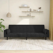 Divano Letto a 2 Posti con 2 Cuscini-Sofa Letto 2 Posti-Daybed Nero in Velluto 507917