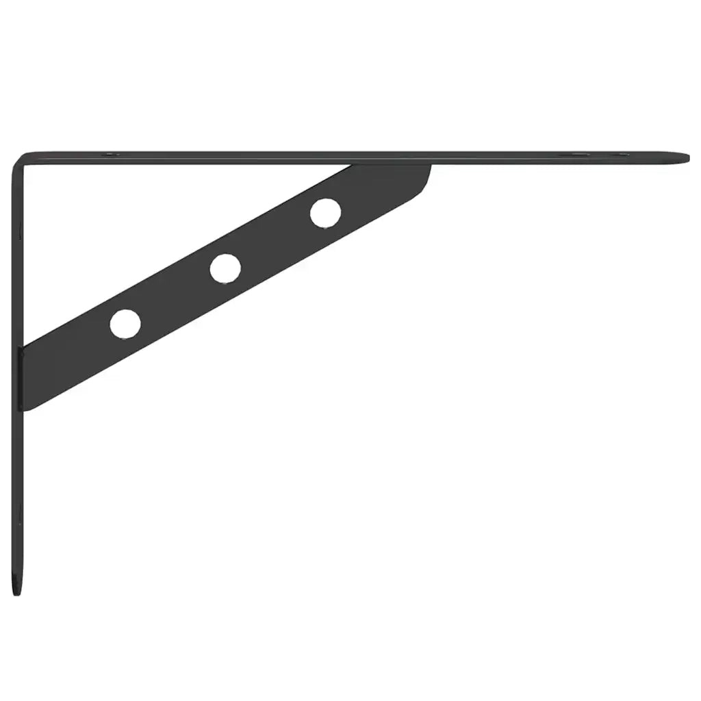 4 pz Staffe per Mensola | Ripiano | Scaffale 23,5x2,5x15,5 cm in Acciaio Inox Nero
