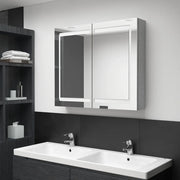 Armadietto Bagno con Specchio e LED Grigio Cemento 80x12x68 cm 326511