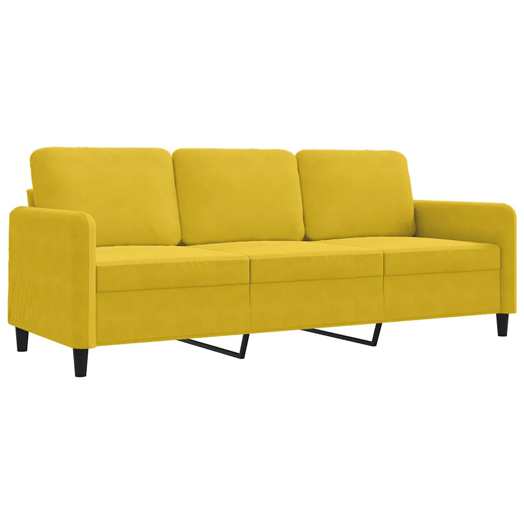 Divano a 3 Posti-Sofa 3 Posti Giallo 180 cm in Velluto 715465