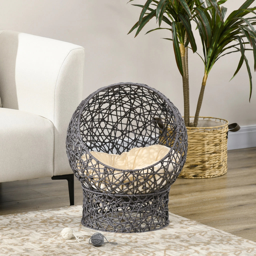 Cuccia per gatti con cuscino ¨C Xylo ¨C 50x50x60 cm, crema e marrone