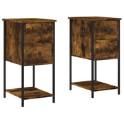 Set di 2 Comodini | Armadio da Notte | Mobiletto da notte Rovere Fumo 32x42x70 cm in Legno Multistrato