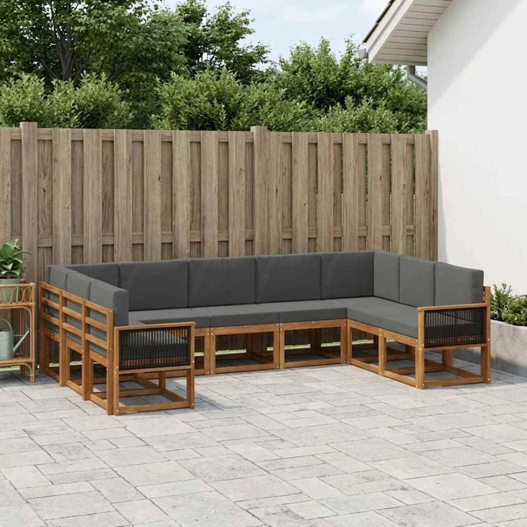 Set di divani da esterno 9 pz Naturale e Antracite 3385533