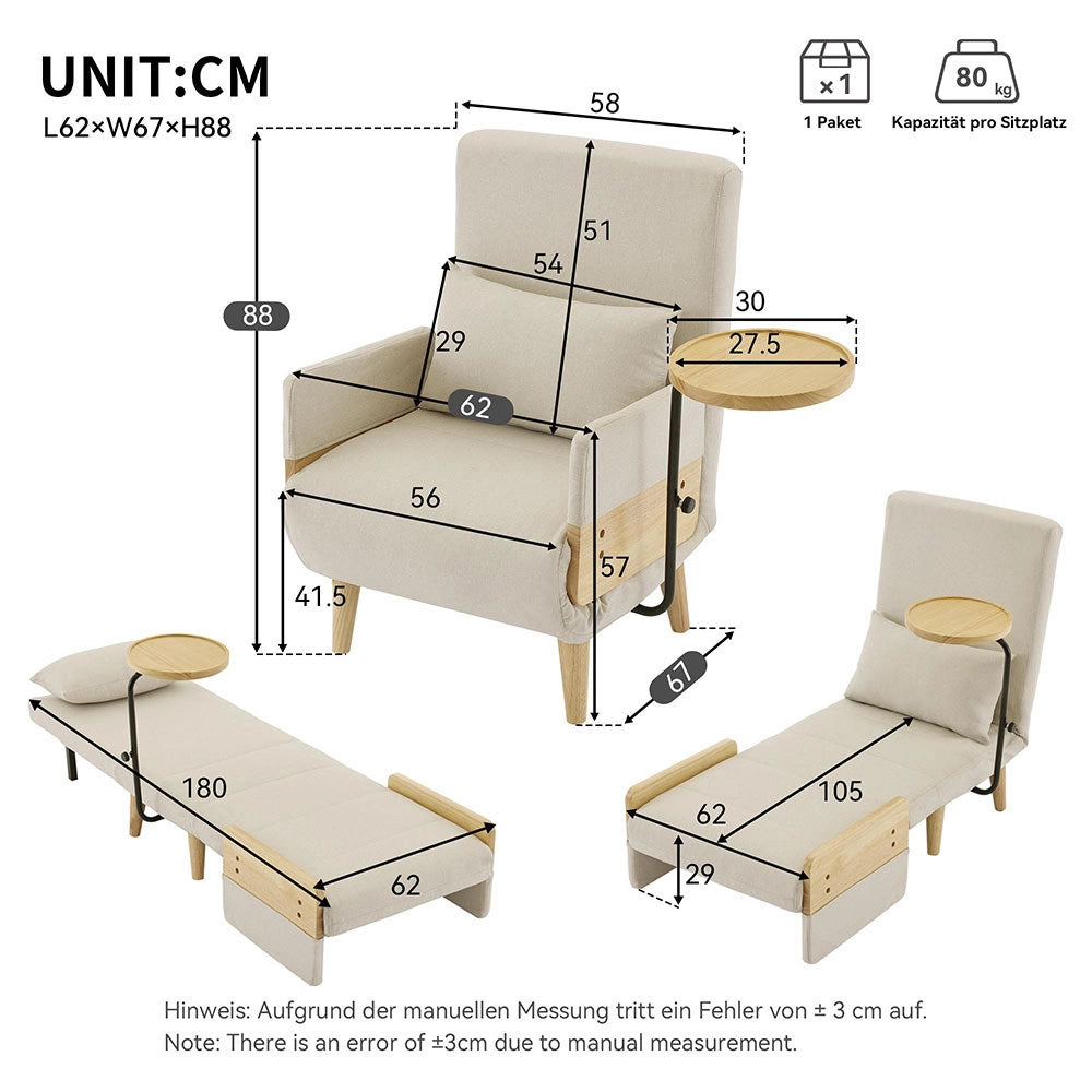 Poltrona 3 in 1 - Xylo - Con tavolino convertibile