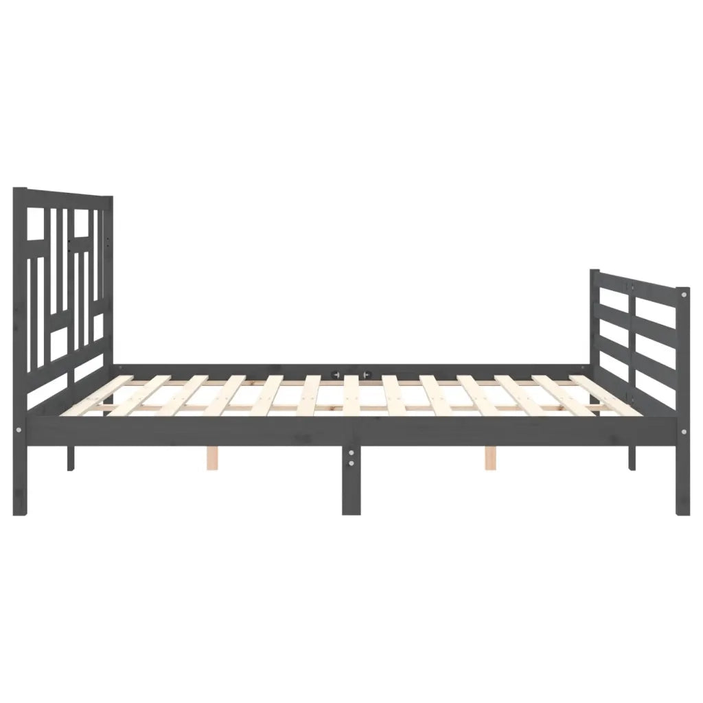 Giroletto con Testiera Grigio 200x200 cm in Legno Massello 3194983