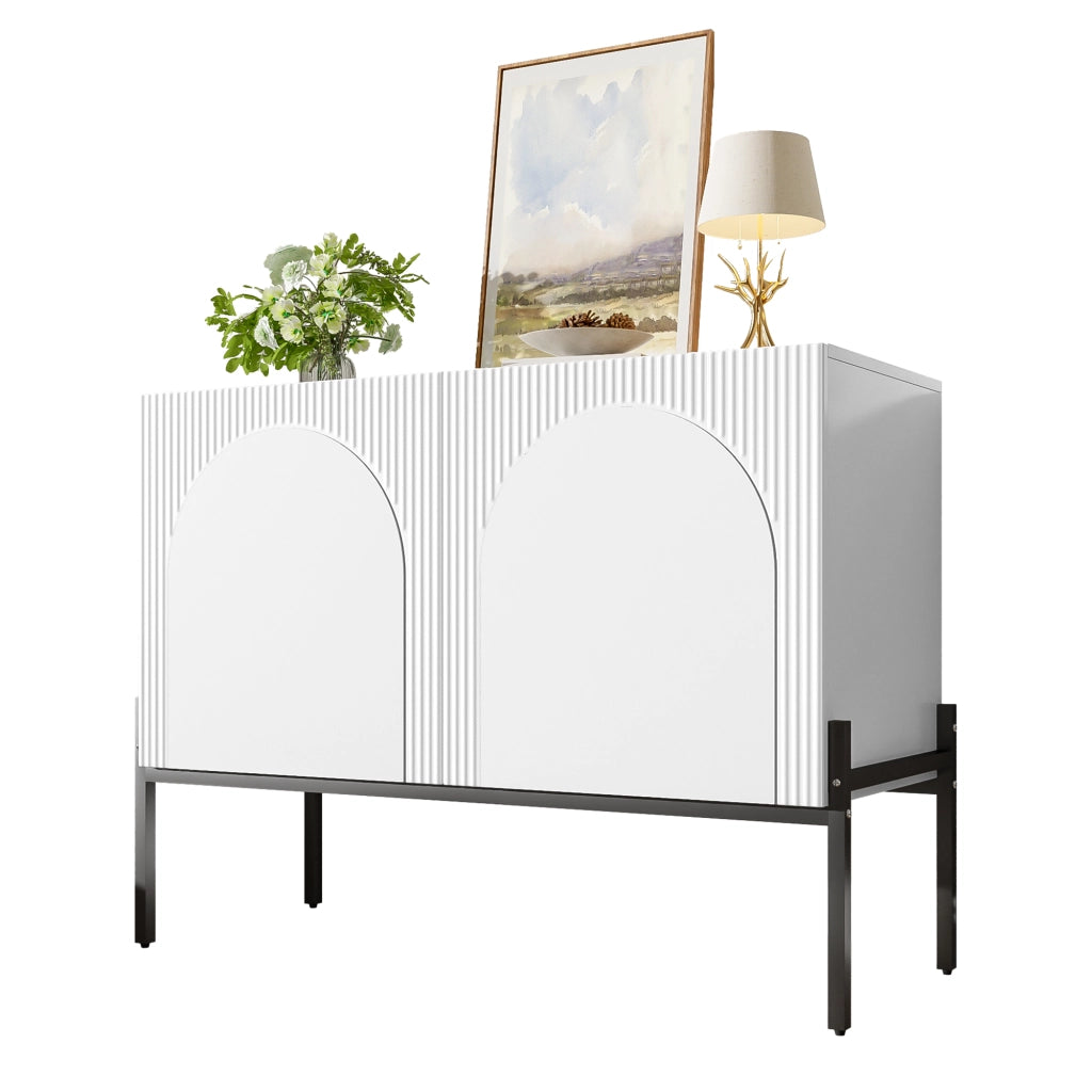 SIDEBOARD a 2 ante 100x40x75 cm in pannello di legno bianco