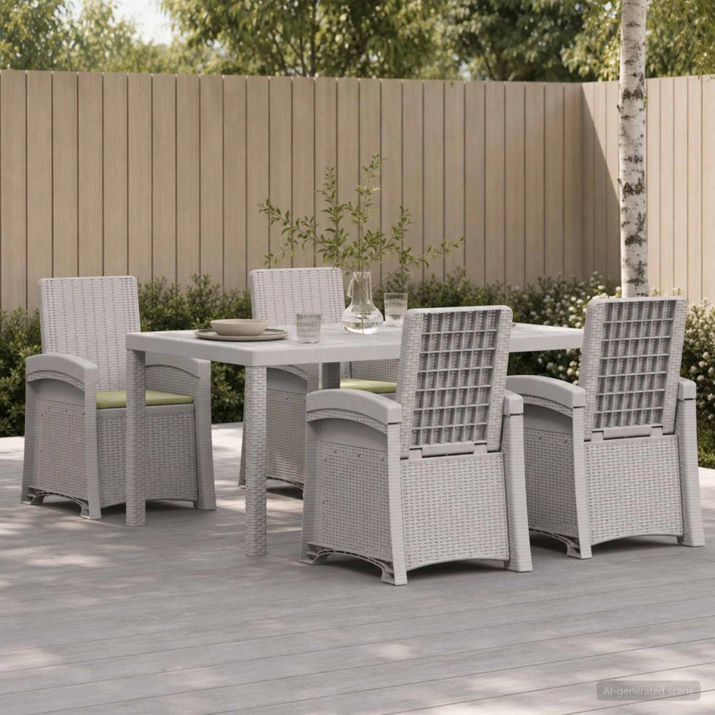 Set da Pranzo per Giardino 5 pz Bianco e Crema PP 3430127