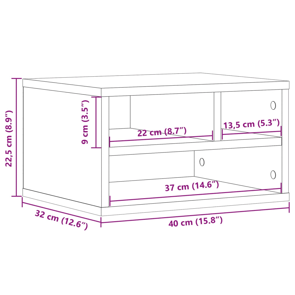 Supporto Stampante Grigio Cemento 40x32x22,5 Legno Multistrato CFW5421305