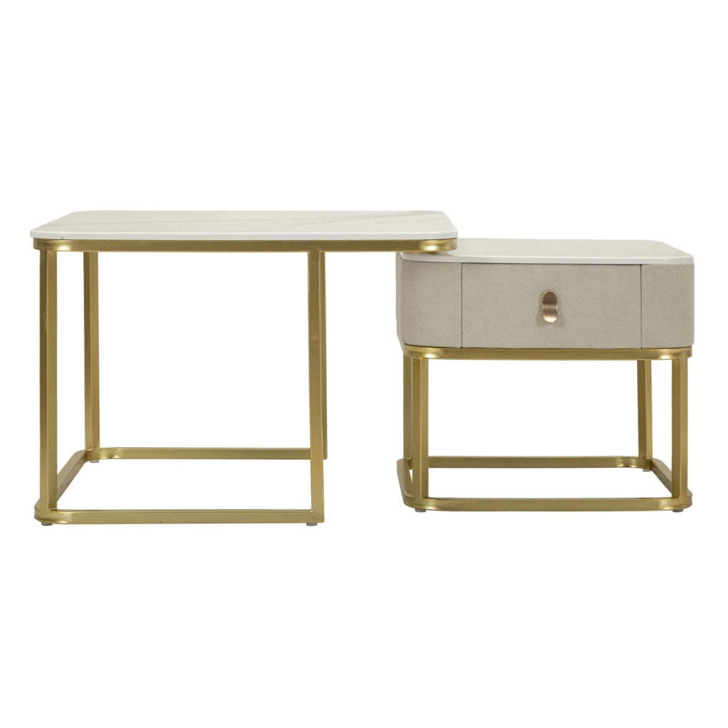 Set di Tavolini VKH794, Beige, Legno, 70x70x48 cm