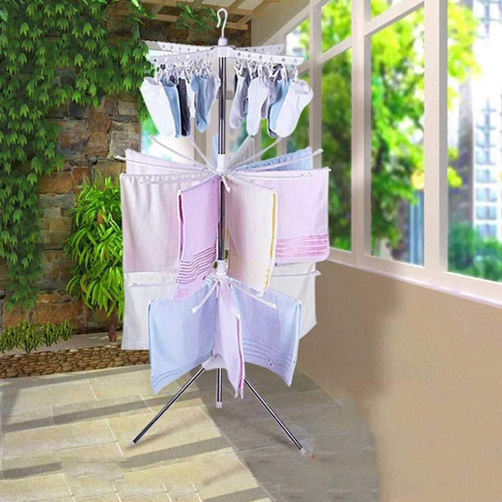 Trade Shop - Stendino Verticale Salvaspazio Stendibiancheria Ribaltabile Pieghevole Portatile Girevole -