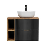 Set mobili bagno 80 cm con lavabo da appoggio Adel Black 80 cm