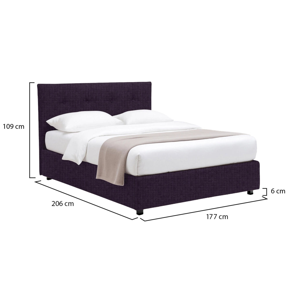Preston, Letto Matrimoniale Sfoderabile Made in Italy, Viola
