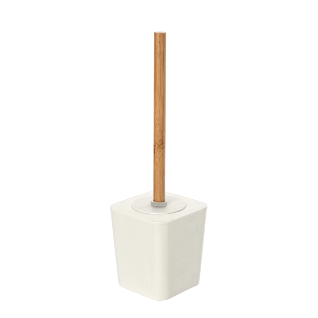 Set completo 4 accessori bagno bianco effetto legno | Bamboo