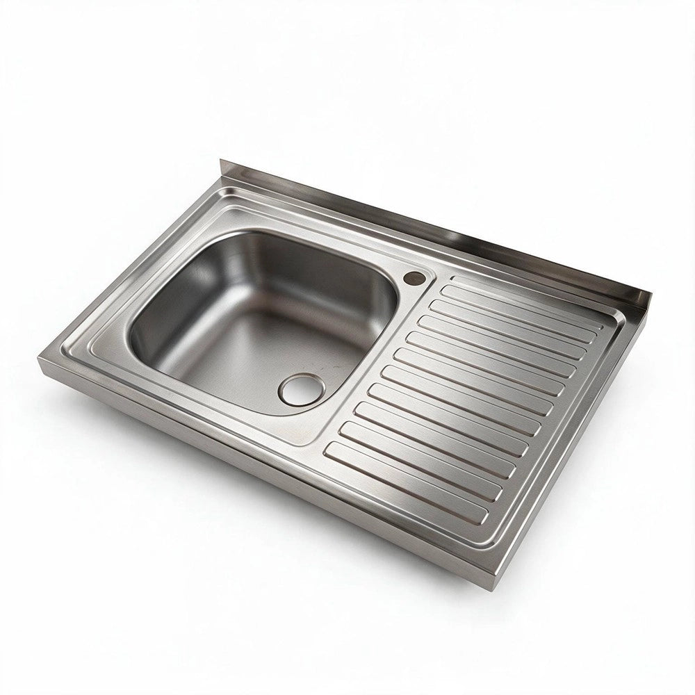 Lavello appoggio acciaio inox 80x50 cm una vasca e gocciolatoio destro SA216