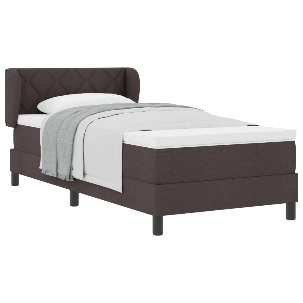 Letto a molle con materasso Marrone Scuro 100 x 200 cm Tessuto 3340076