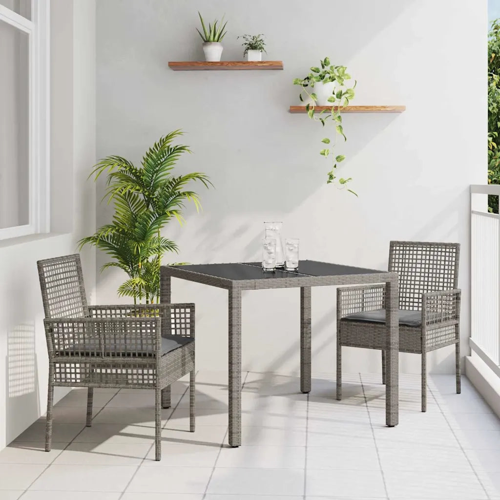 Set da Pranzo per Giardino 3 pcs Grigio polyrattan 3334871