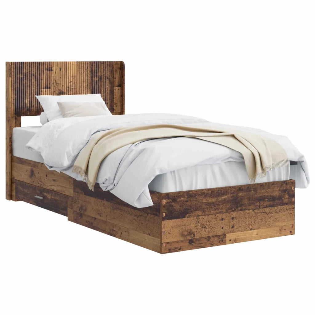 Struttura del letto con stoccaggio e testata Legno antico 3414513