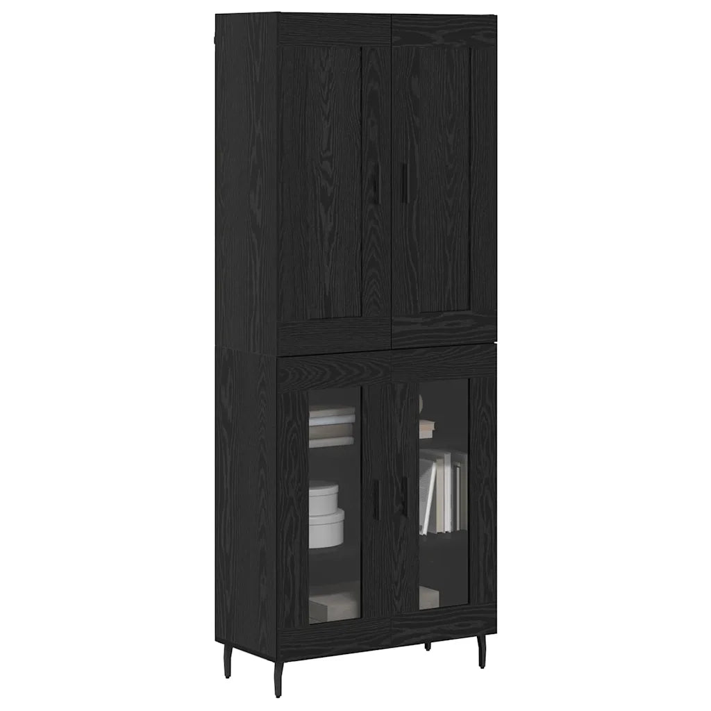 Credenza 2 pcs Rovere Nero Legno multistrato