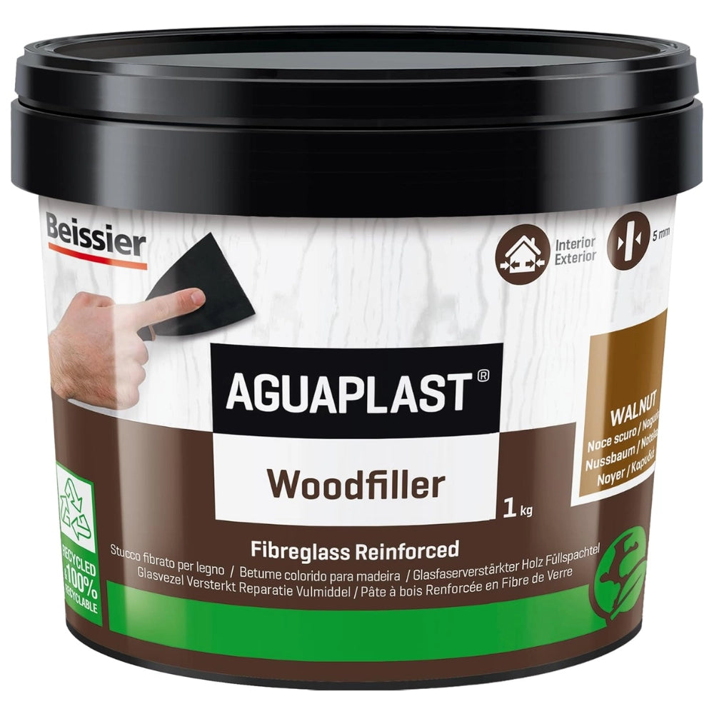 Aguaplast woodlite stucco pronto per legno resistente alle crepe 1 kg *** colore- noce scuro, confezione 1