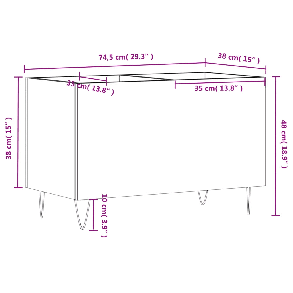 Mobile Porta Dischi Grigio Cemento 74,5x38x48 Legno Multistrato CFW9486487