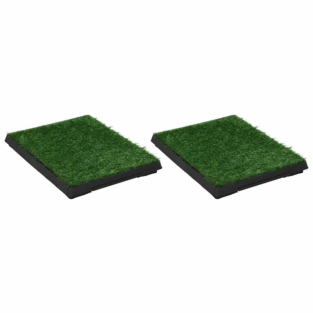 Toilette Animali 2 pz Vassoio e Prato Finto Verde 63x50x7cm WC CFW1691260