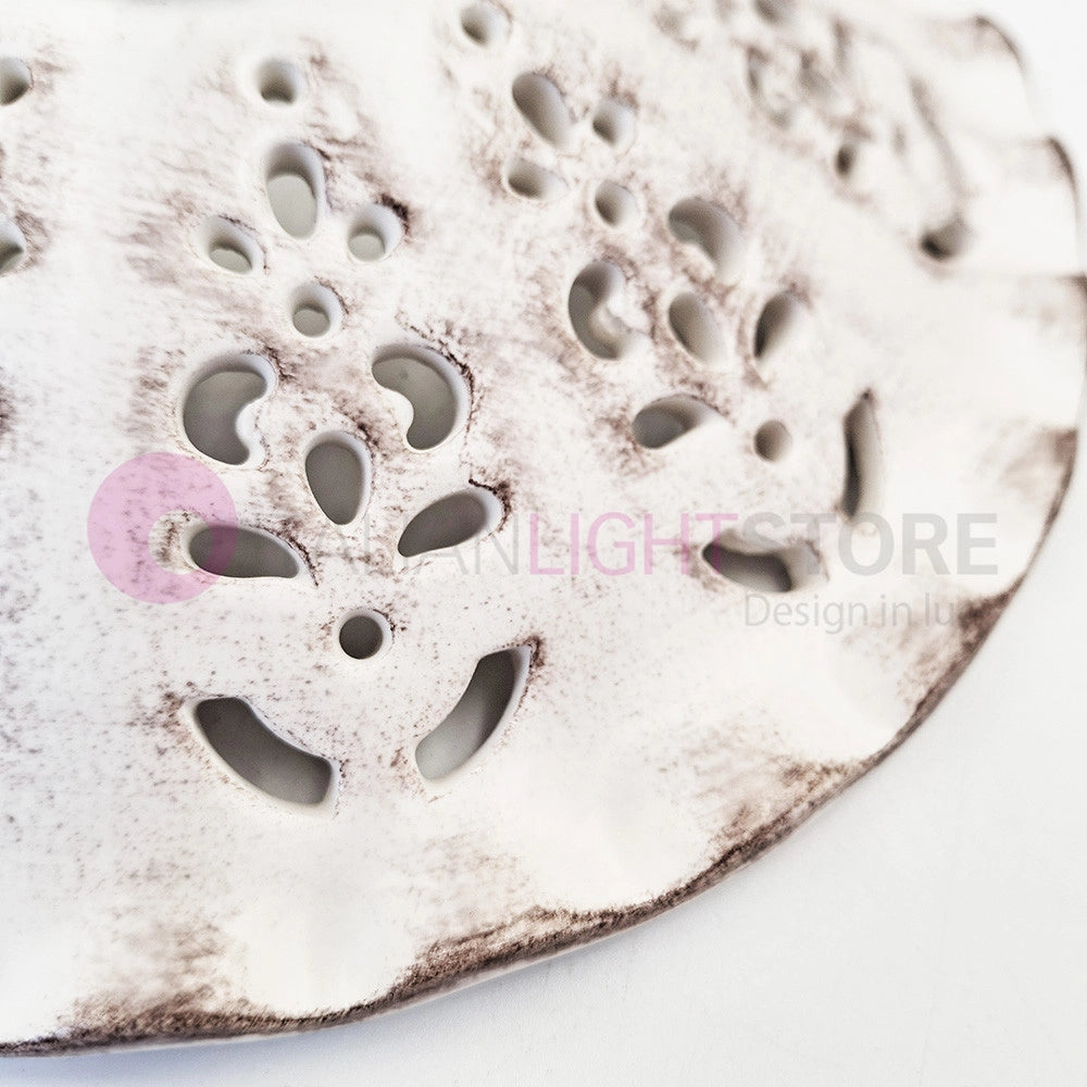 MERLETTO MATT Applique con Base Obliqua e Paralume Ceramica Anticata Ø21