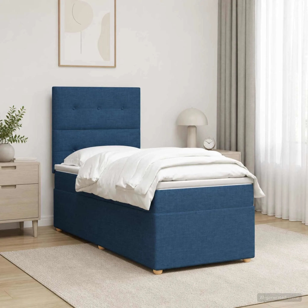Letto box spring con materasso Blu 100 x 200 cm Tessuto 3455286