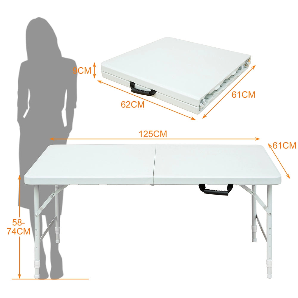 Tavolo-Xylo-125cm pieghevole bianco regolabile portatile 135kg